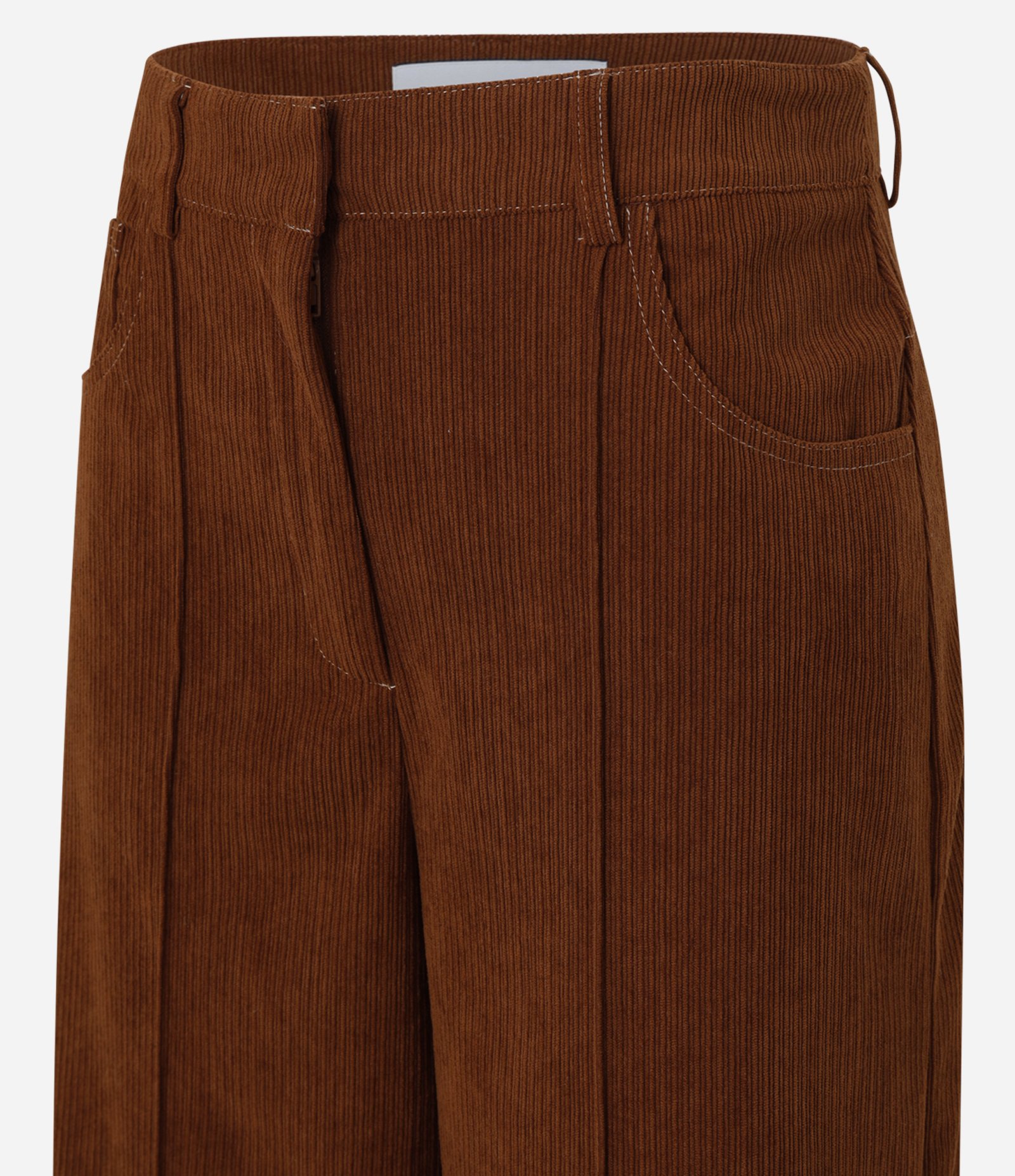 Calça Pantalona em Veludo Cotelê com Friso Frontal Marrom 7