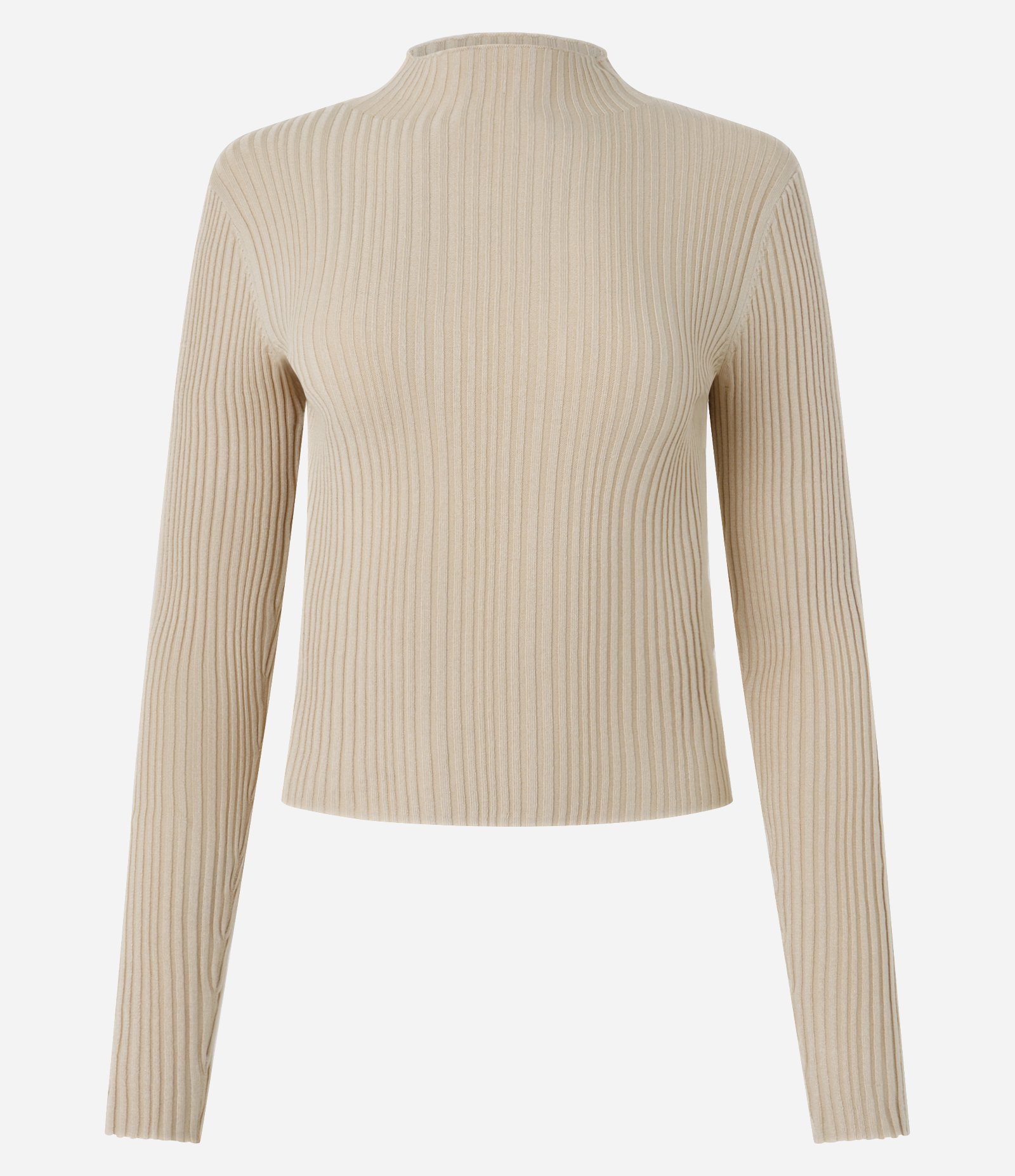 Blusa em Tricô com Golinha Alta Bege 4