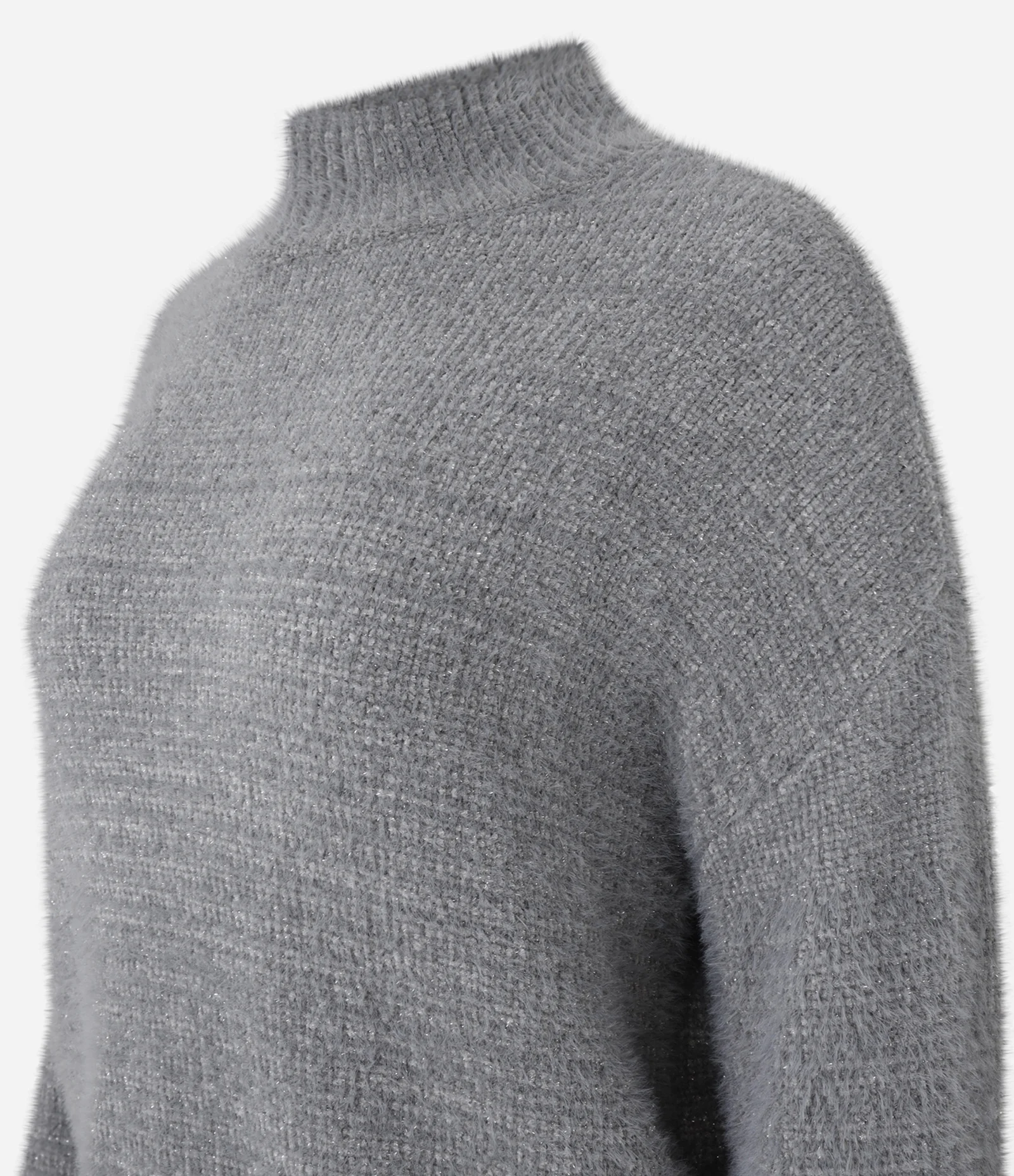 Suéter Slim Curto em Tricô com Caimento Pesado Cinza 2