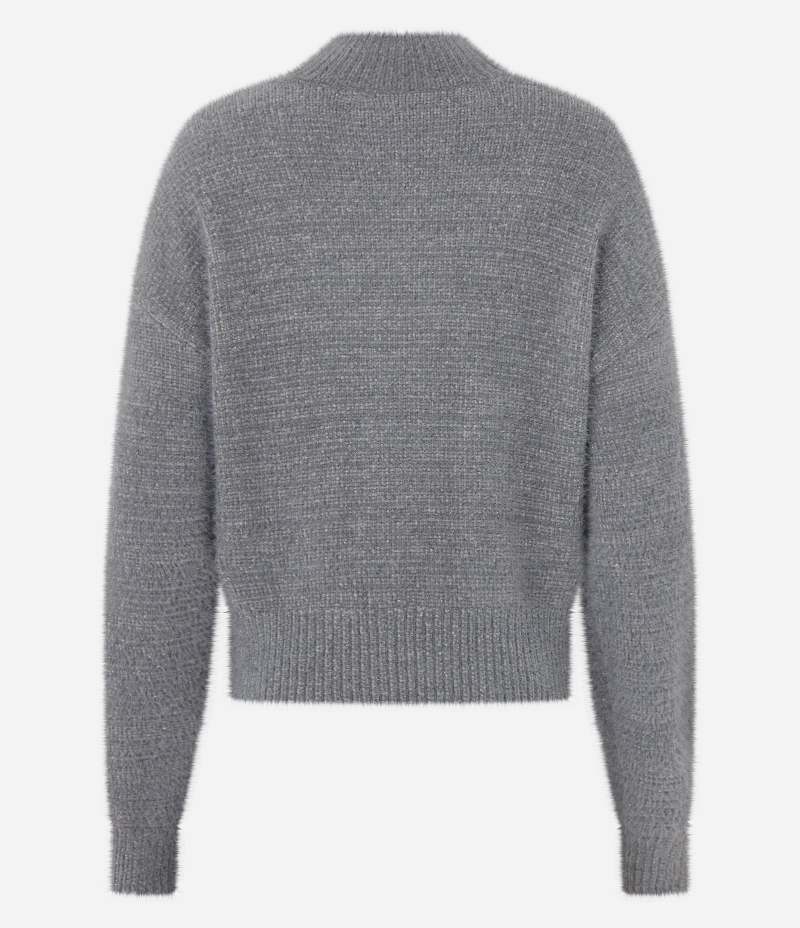 Suéter Slim Curto em Tricô com Caimento Pesado Cinza 3