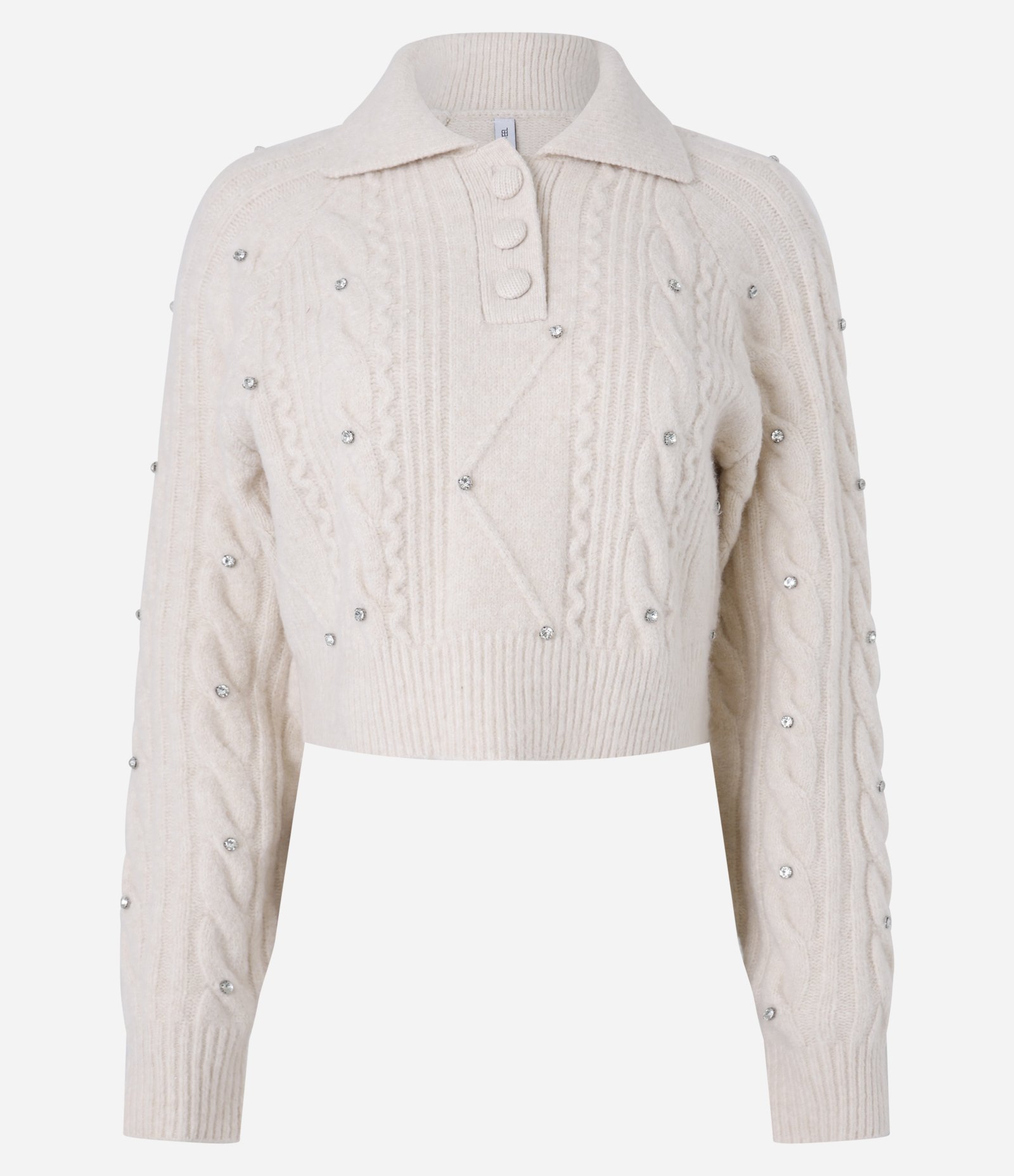 Suéter Curto em Tricô com Bordado de Pedrinhas Rosa 4