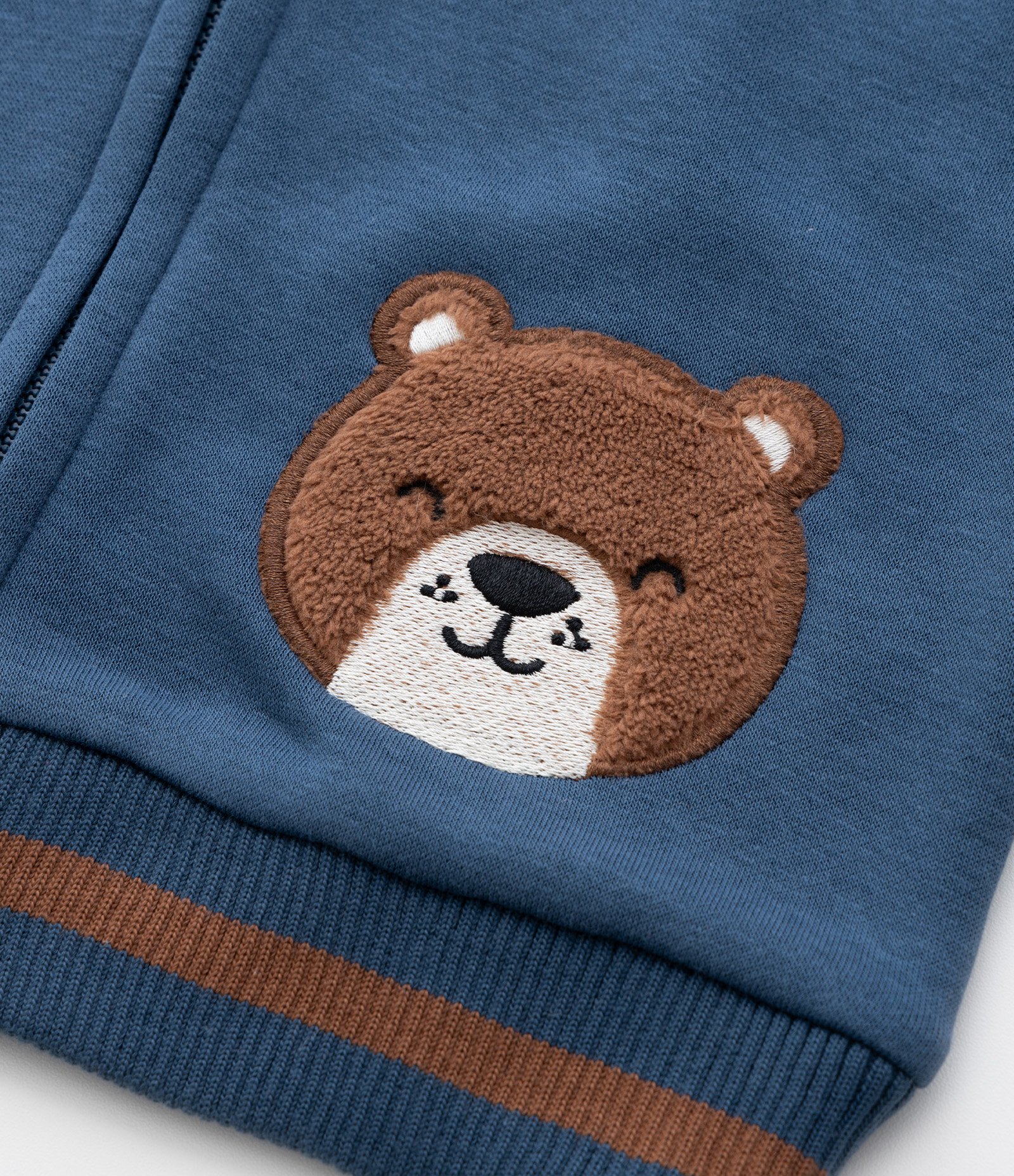 Jaqueta Bomber Infantil com Bordado Urso - Tam 1 a 5 Anos Azul/Marrom 7