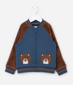 Jaqueta Bomber Infantil com Bordado Urso - Tam 1 a 5 Anos