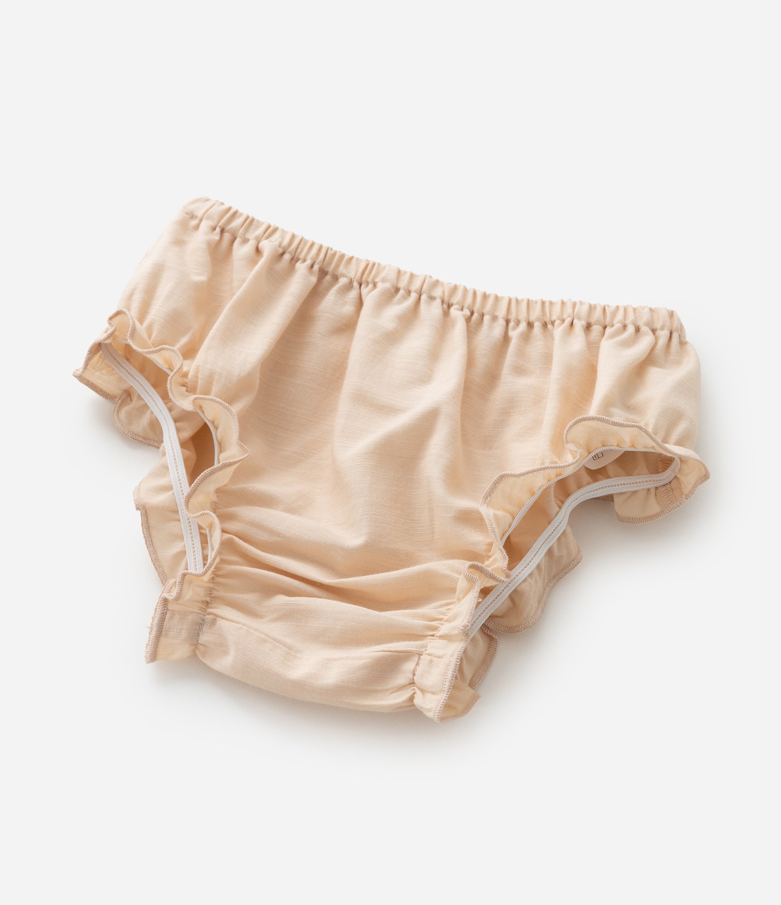 Vestido Infantil com Babado e Laço Contrastante - Tam 3 a 18 meses Bege/Rosa 4
