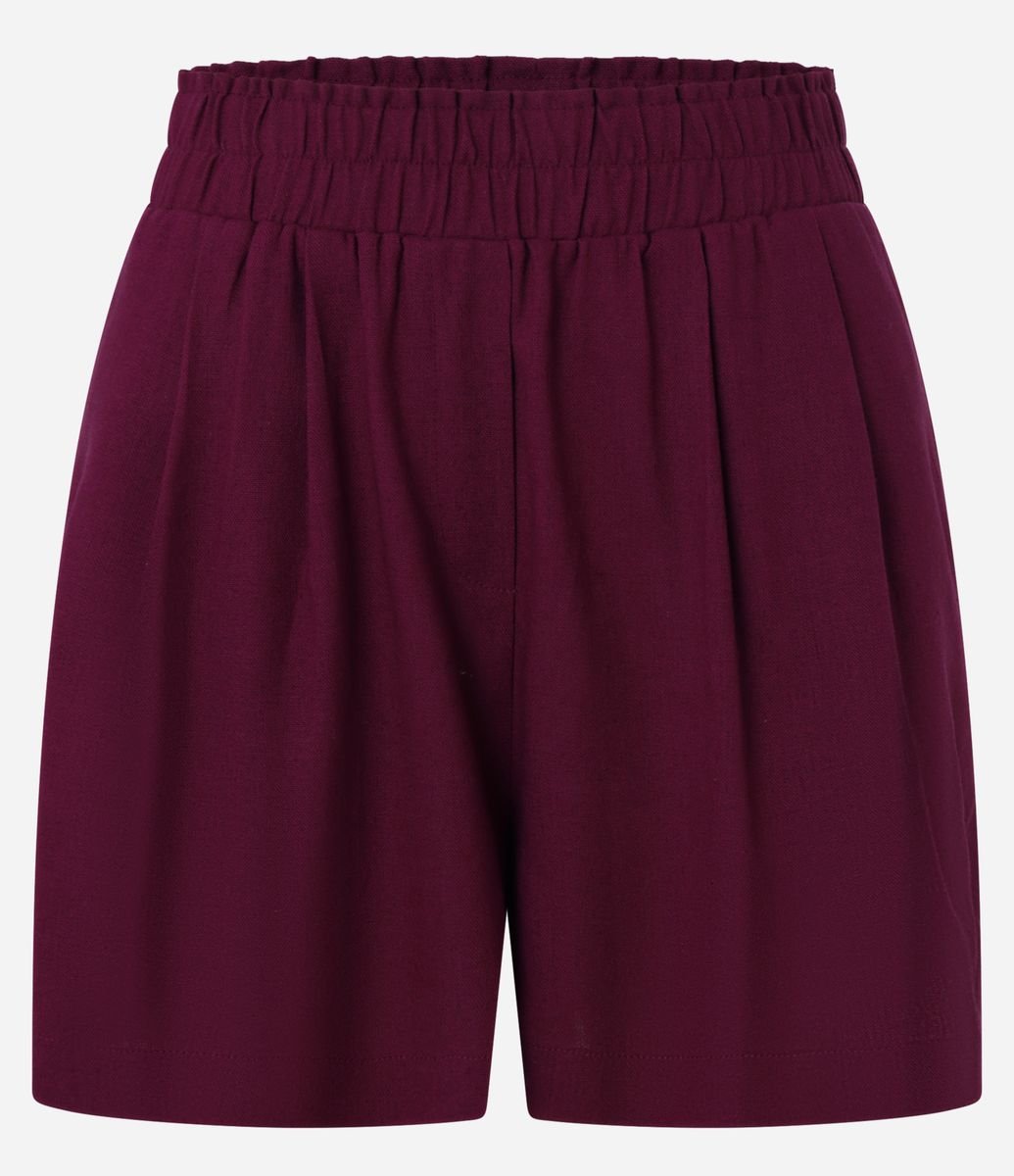 Short Runner em Viscose e Linho com Elástico no Cós e Bolsos