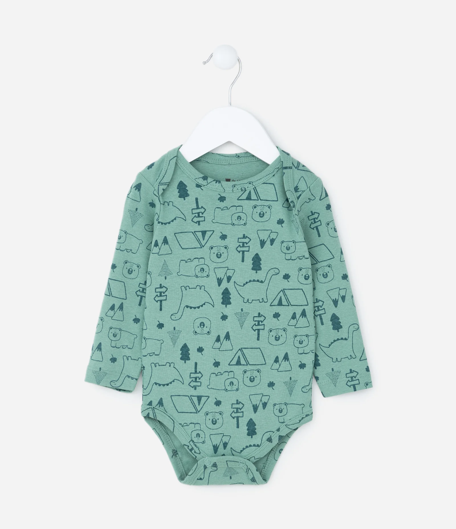 Body Infantil com Estampa Dinossauros - Tam RN a 18 meses Verde 1
