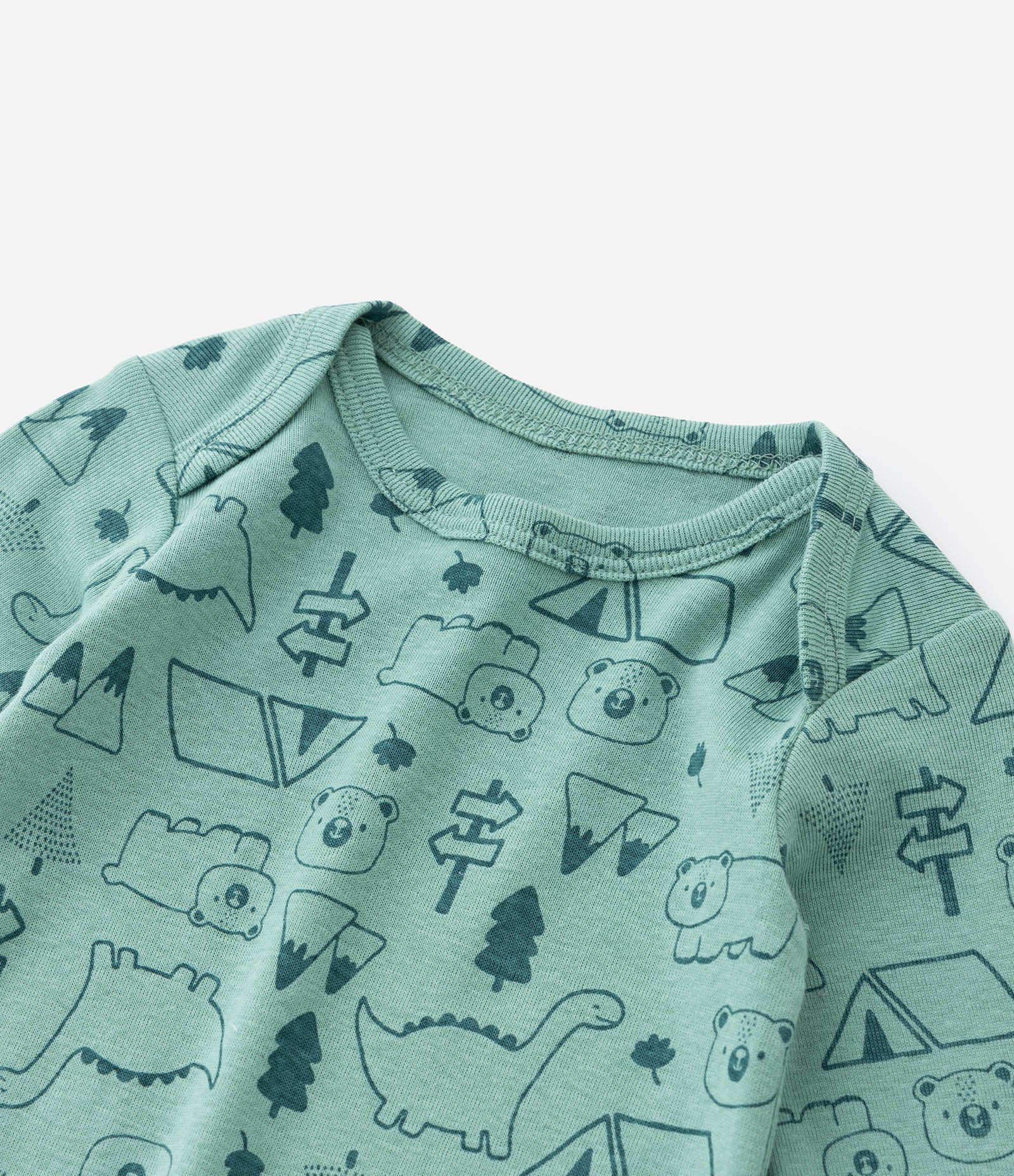 Body Infantil com Estampa Dinossauros - Tam RN a 18 meses Verde 6