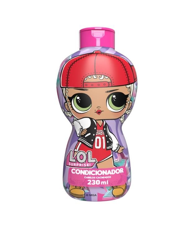 Kit Shampoo 250ml + Condicionador 230ml com Cartela de Adesivo Cabelos Cacheados Lol Surprese
