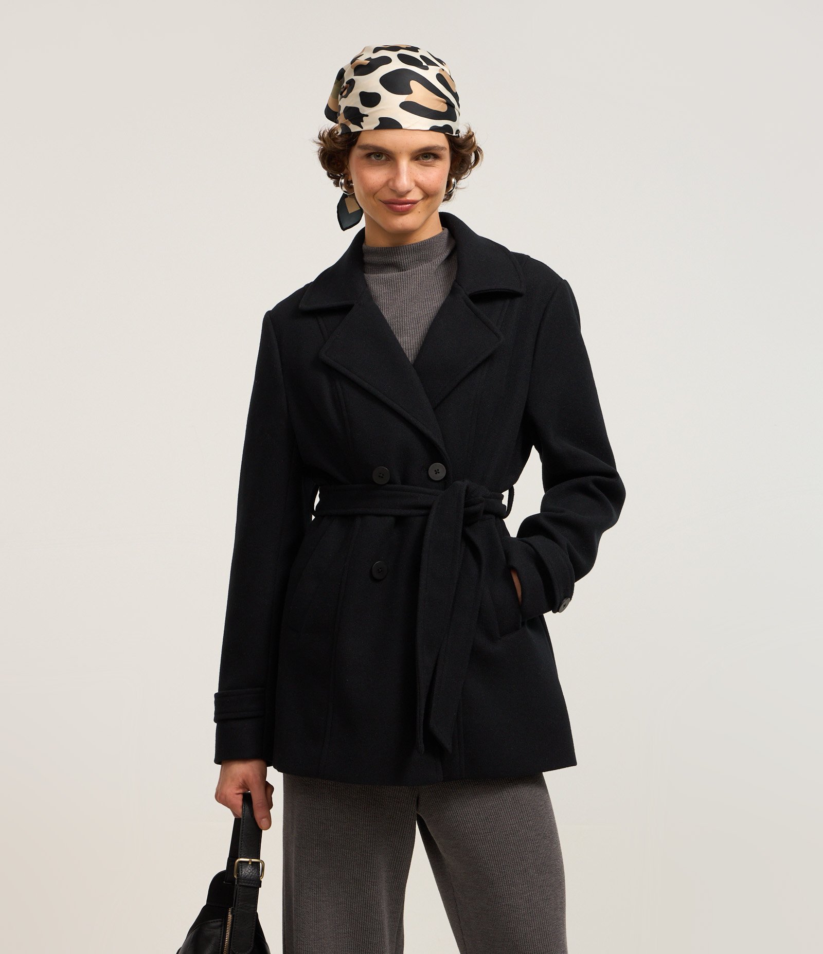 Casaco Alongado em Polivelour com Bolsos 1