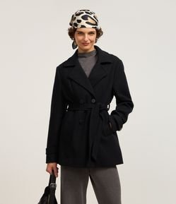 Casaco Alongado em Polivelour com Bolsos