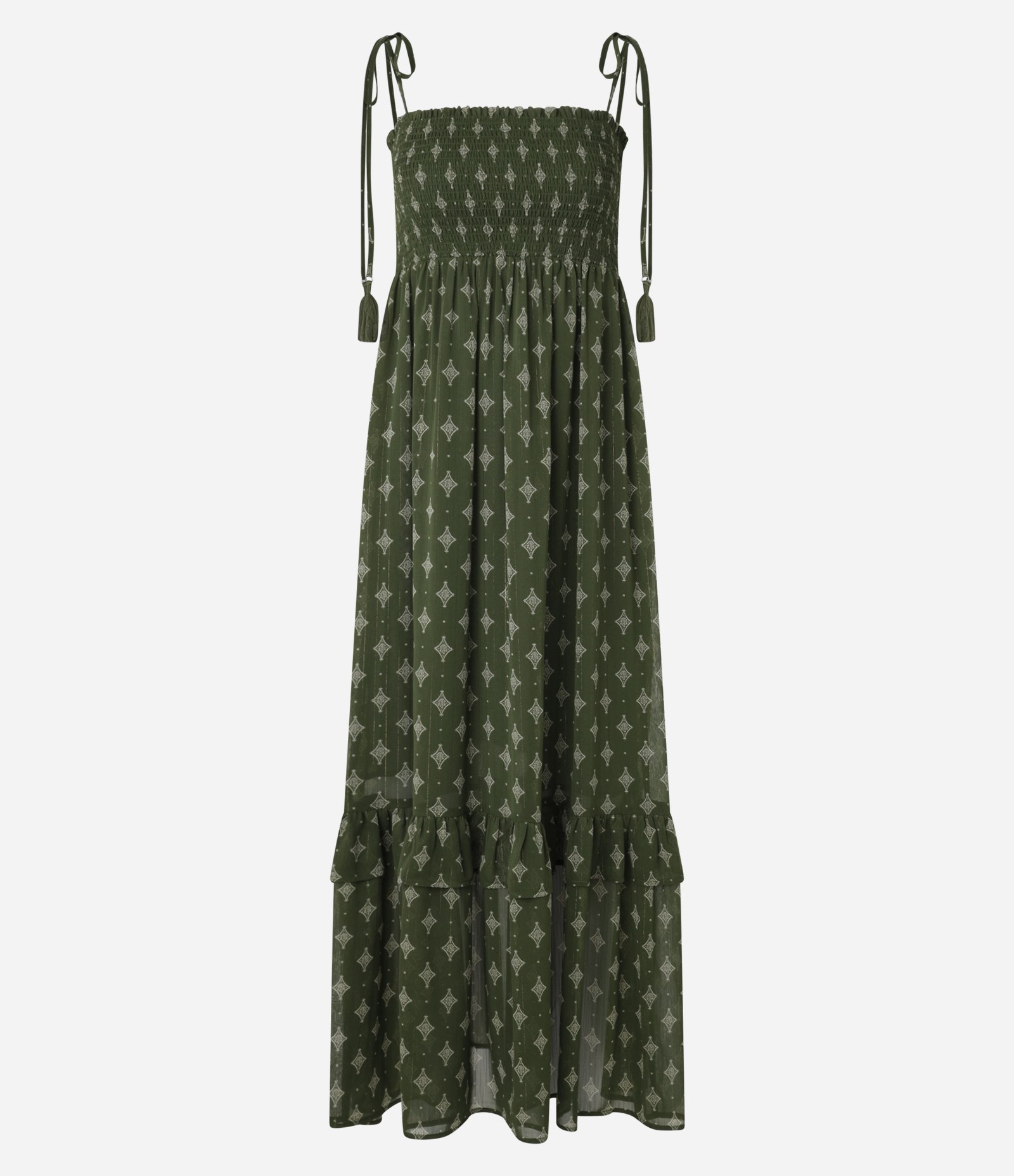 Vestido New Midi em Chiffon com Lastex no Busto e Babado na Barra Verde 5