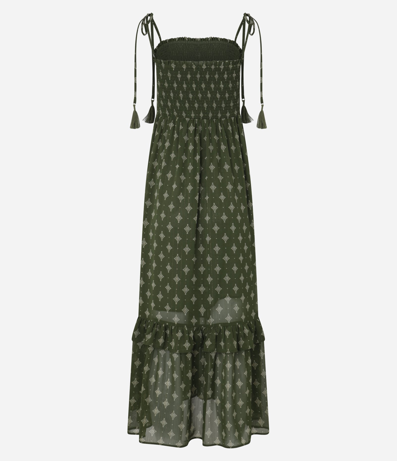 Vestido New Midi em Chiffon com Lastex no Busto e Babado na Barra Verde 7