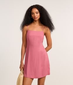 Vestido Curto em Viscolinho com Amarração nas Costas