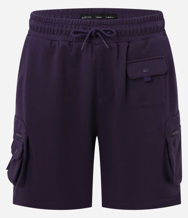 Bermuda Cargo em Moletom com Amarração na Cintura e Bolsos Táticos