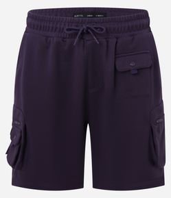 Bermuda Cargo em Moletom com Amarração na Cintura e Bolsos Táticos