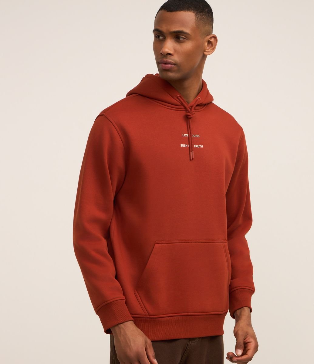 Casaco Relaxed em Moletom com Estampa de Sol Vermelho