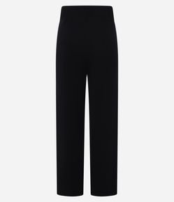 Calça Wide Leg em Tricô com Cós de Ribana e Frisos