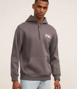 Casaco Comfort em Moletom e Estampa Lettering