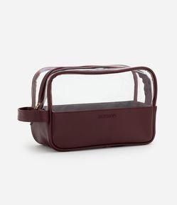 Nécessaire Retangular Grande em PU com Transparência e Alça