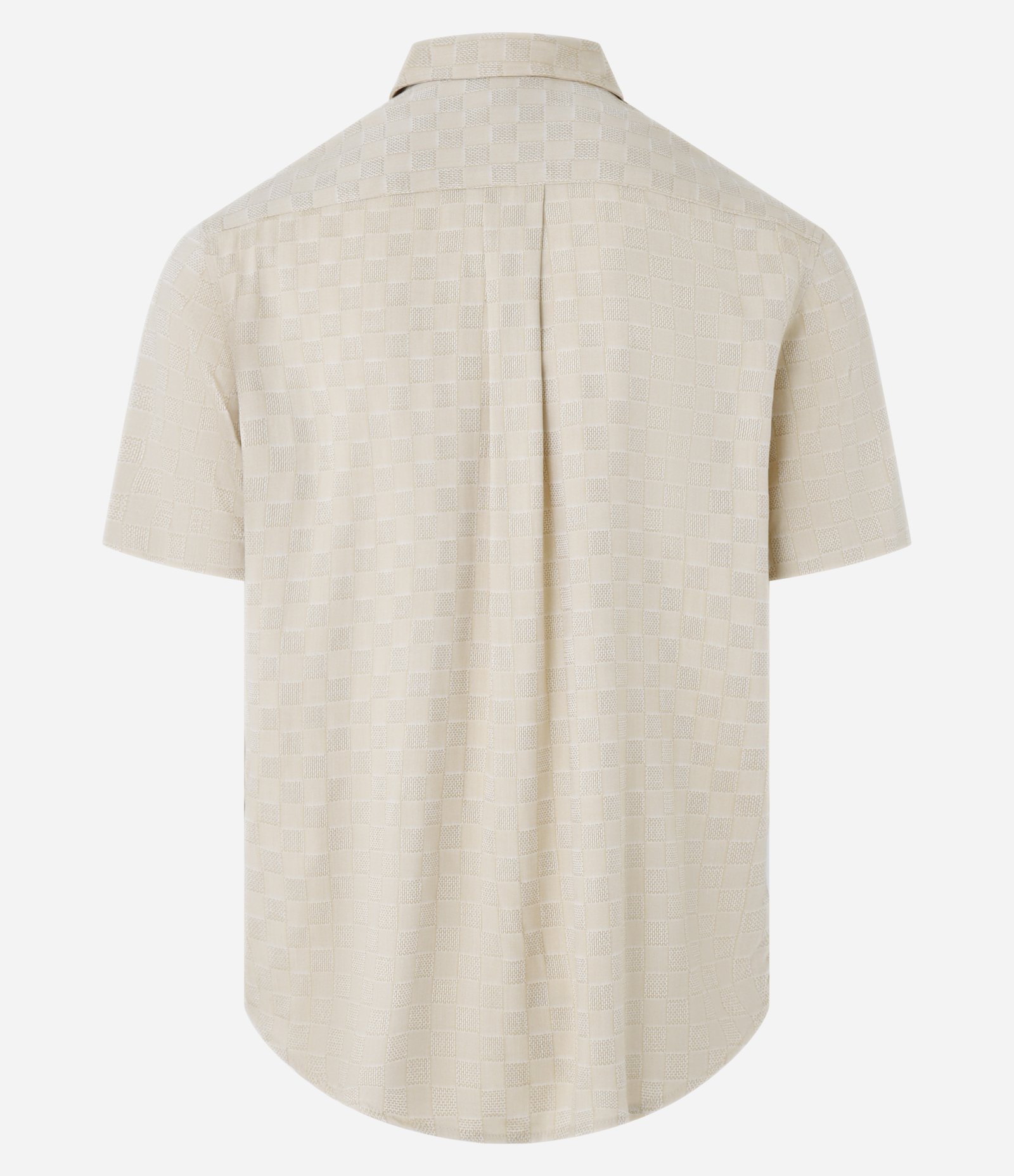Camisa Comfort em Viscose com Textura Jacquard Quadriculada Bege 7