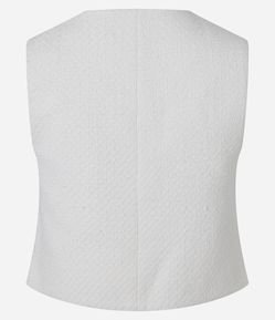 Colete Texturizado em Tweed com Gola Redonda e Pences