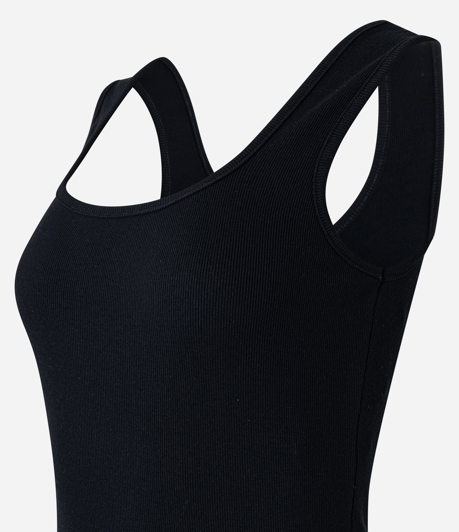 Vestido Evasê Midi Sem Manga com Mix de Tecidos Preto 7