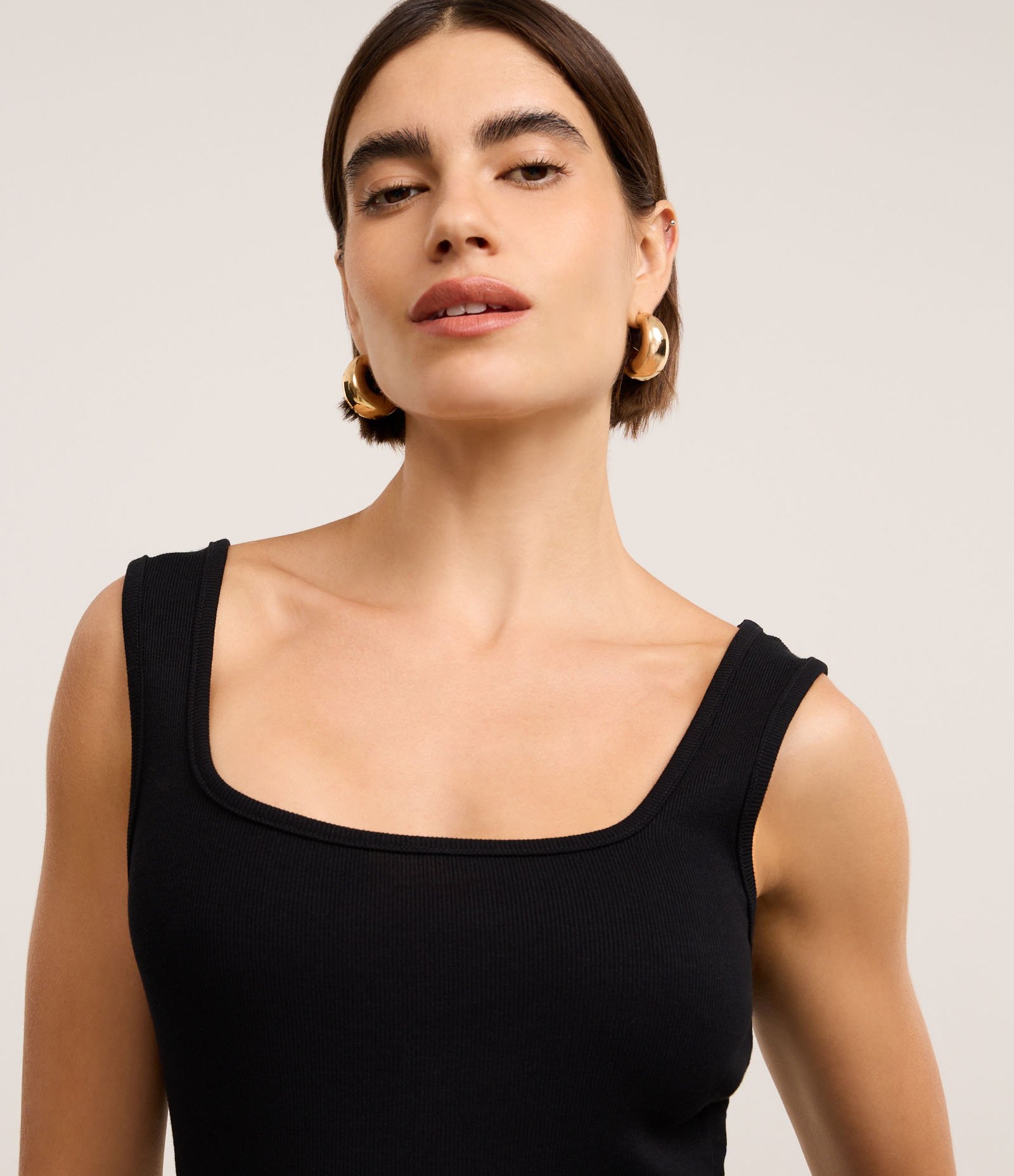 Vestido Evasê Midi Sem Manga com Mix de Tecidos Preto 4