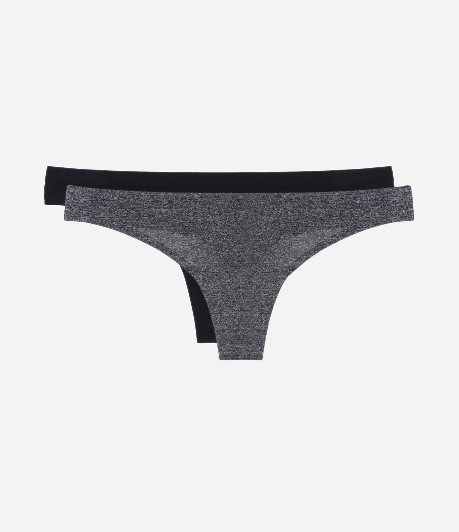 Kit 02 Calcinhas Biquíni Fio em Microfibra Cinza/Preto 1