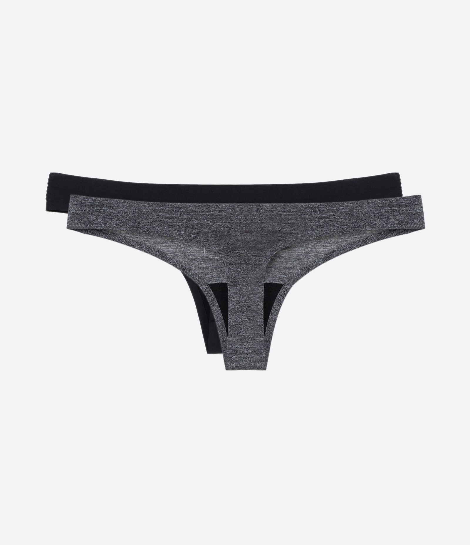 Kit 02 Calcinhas Biquíni Fio em Microfibra Cinza/Preto 2