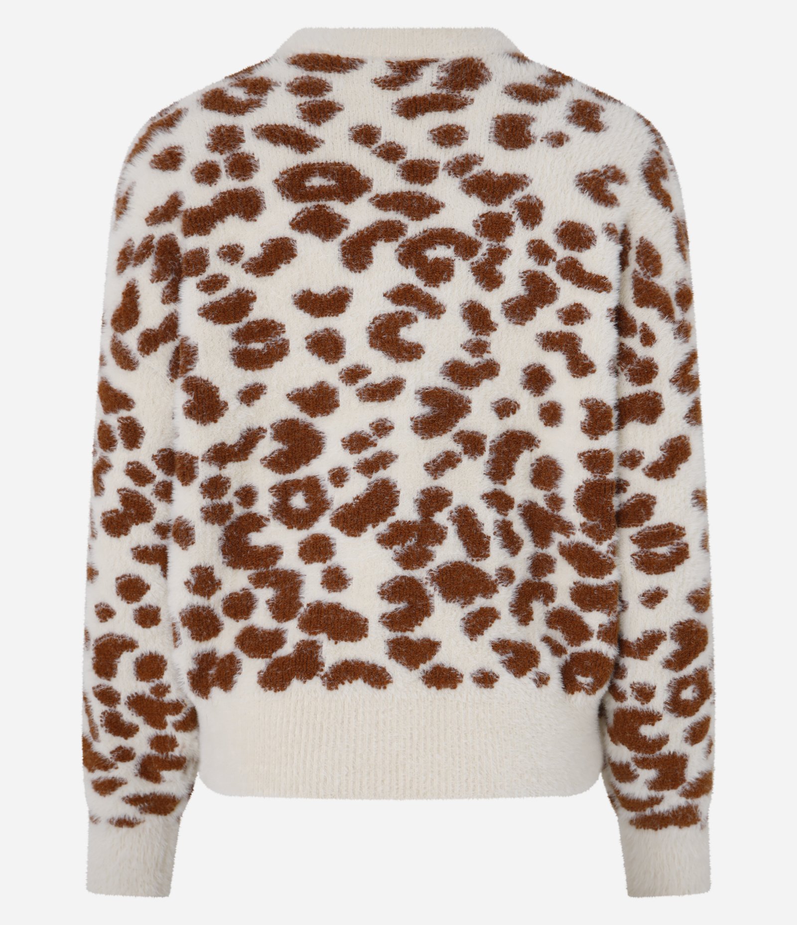 Suéter Slim em Tricô Animal Print com Textura Peludinha Bege 8