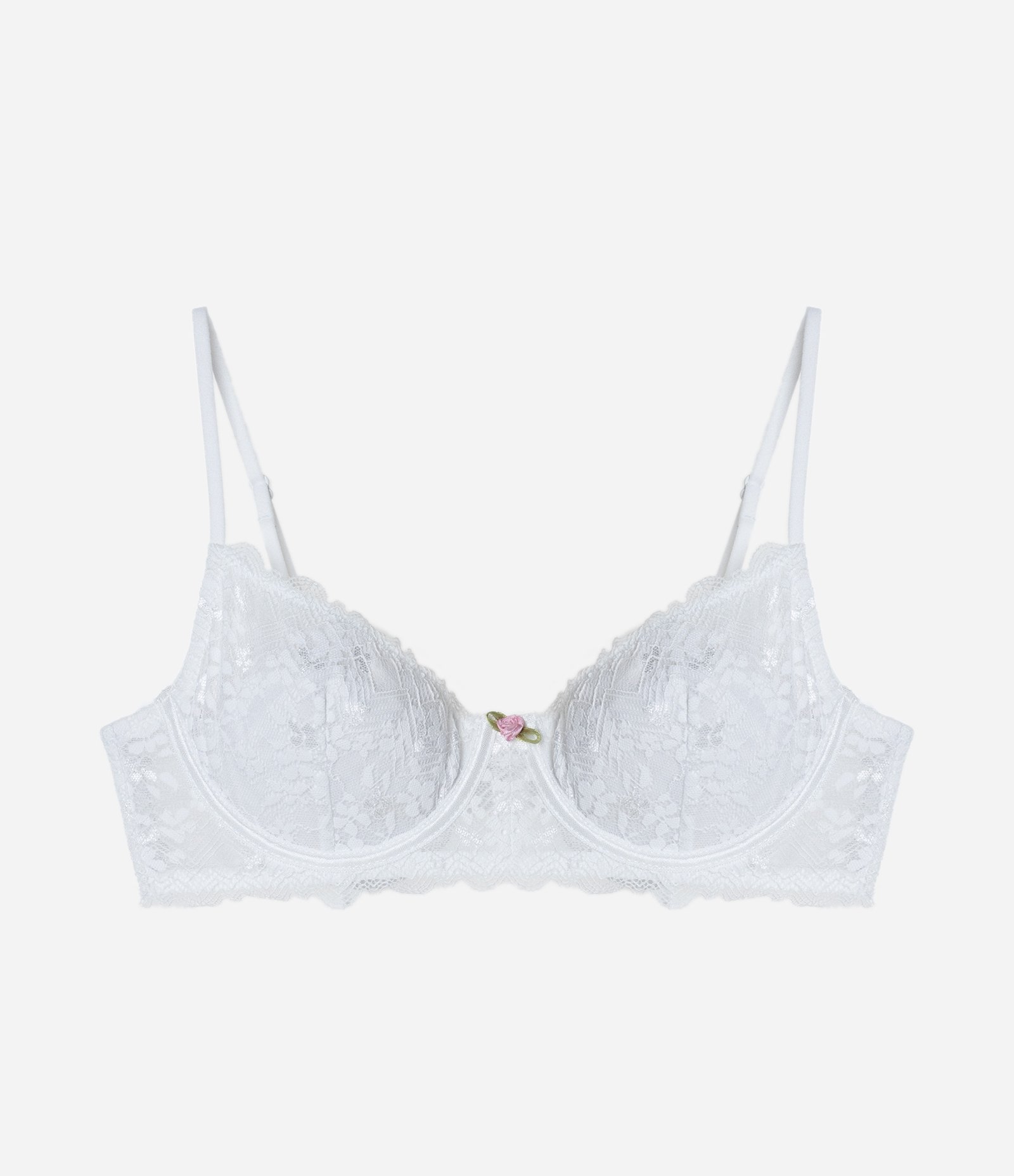 Sutiã sem Bojo com Aro em Renda Floral Branco 4