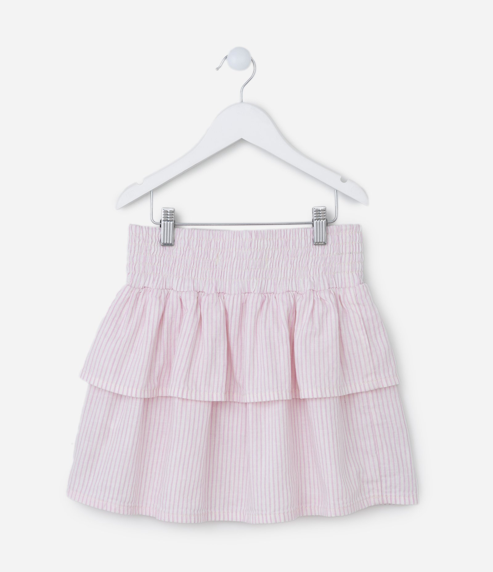Saia Infantil em Tricoline com Babados - Tam 5 a 14 Anos Rosa 2