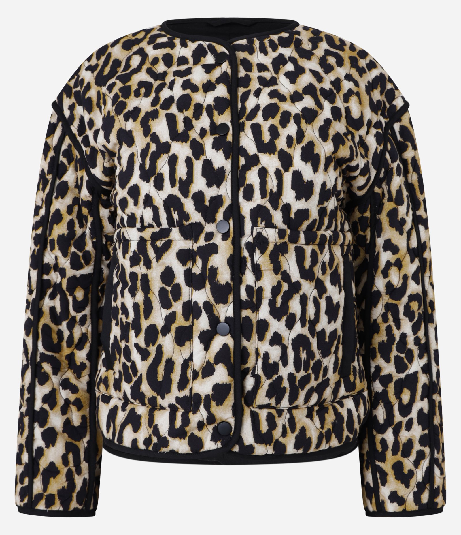 Jaqueta Trucker em Twill Animal Print com Bolsos Marrom 4