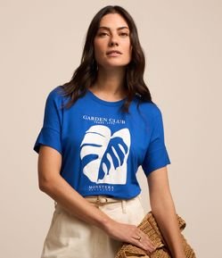 Blusa em Algodão com Estampa Garden Club e Folhagem