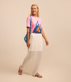 Saia Longa em Renda com Forro Curtinho