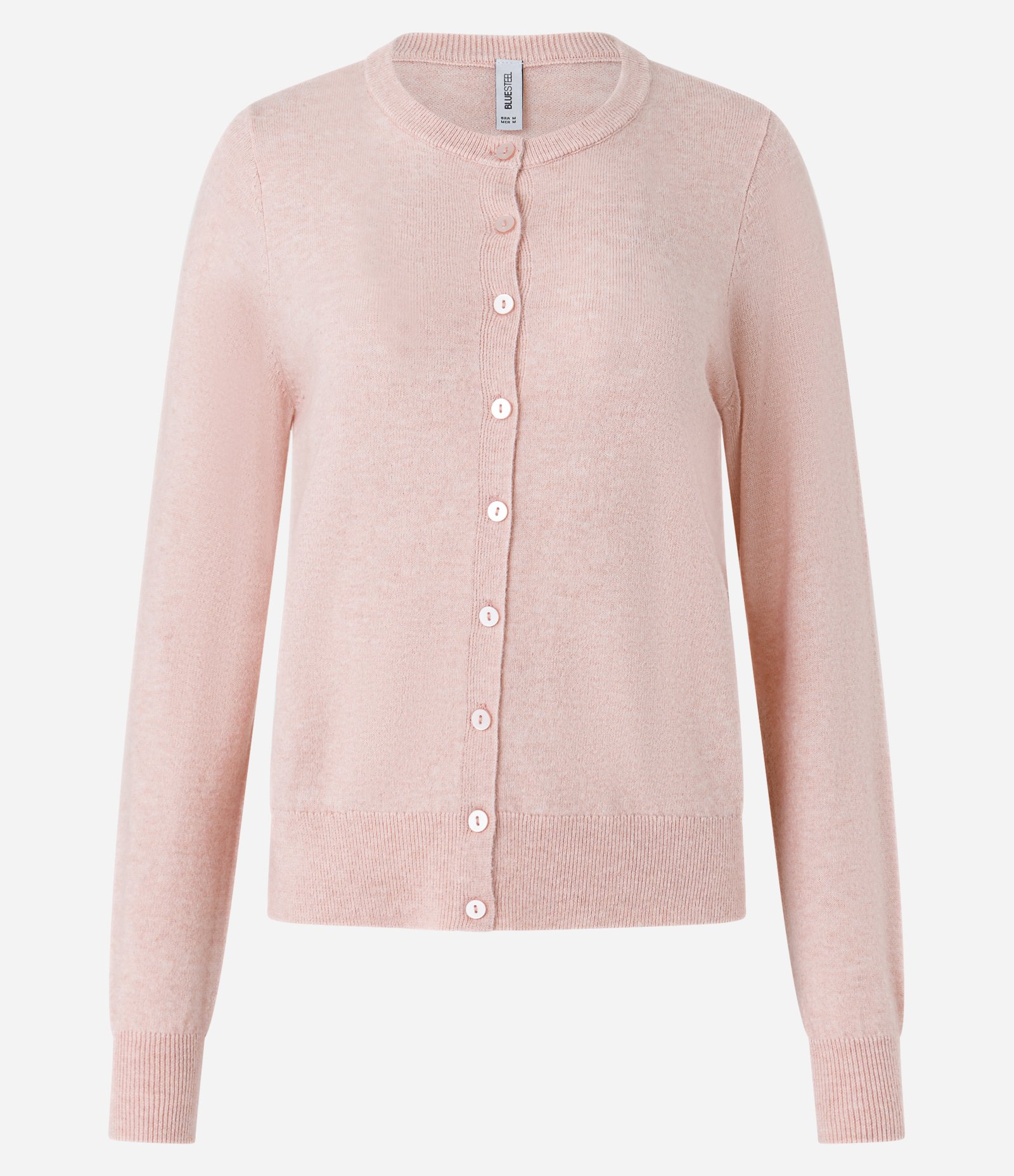 Cardigan em Tricô com Abotoamento Frontal Rosa 1