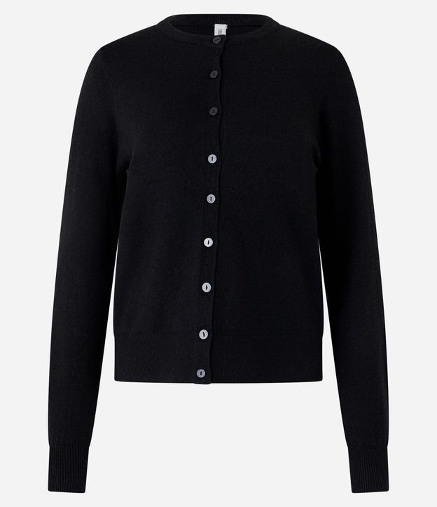 Cardigan em Tricô com Abotoamento Frontal
