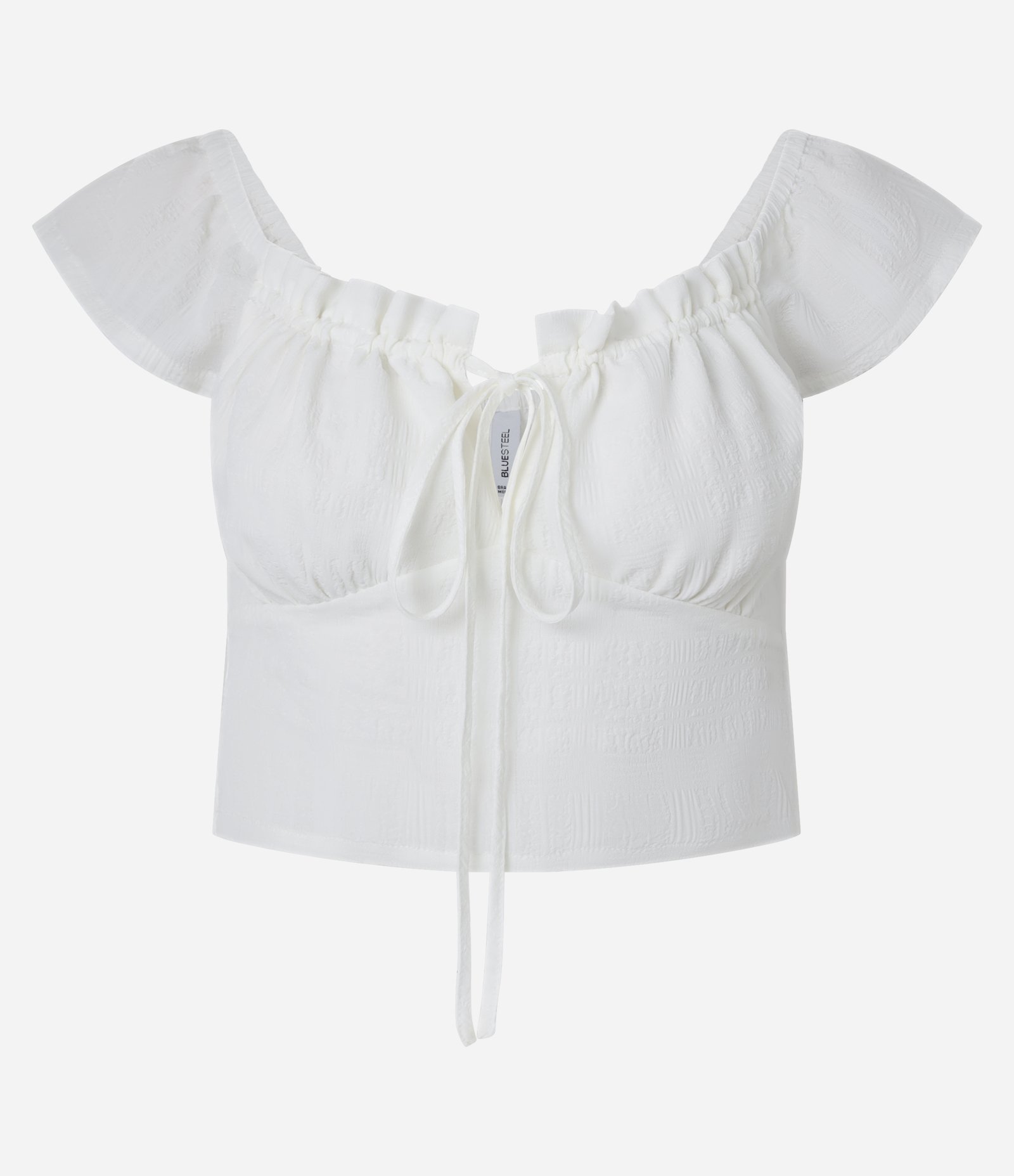 Blusa Cropped em Chiffon com Amarração Frontal Branco 5
