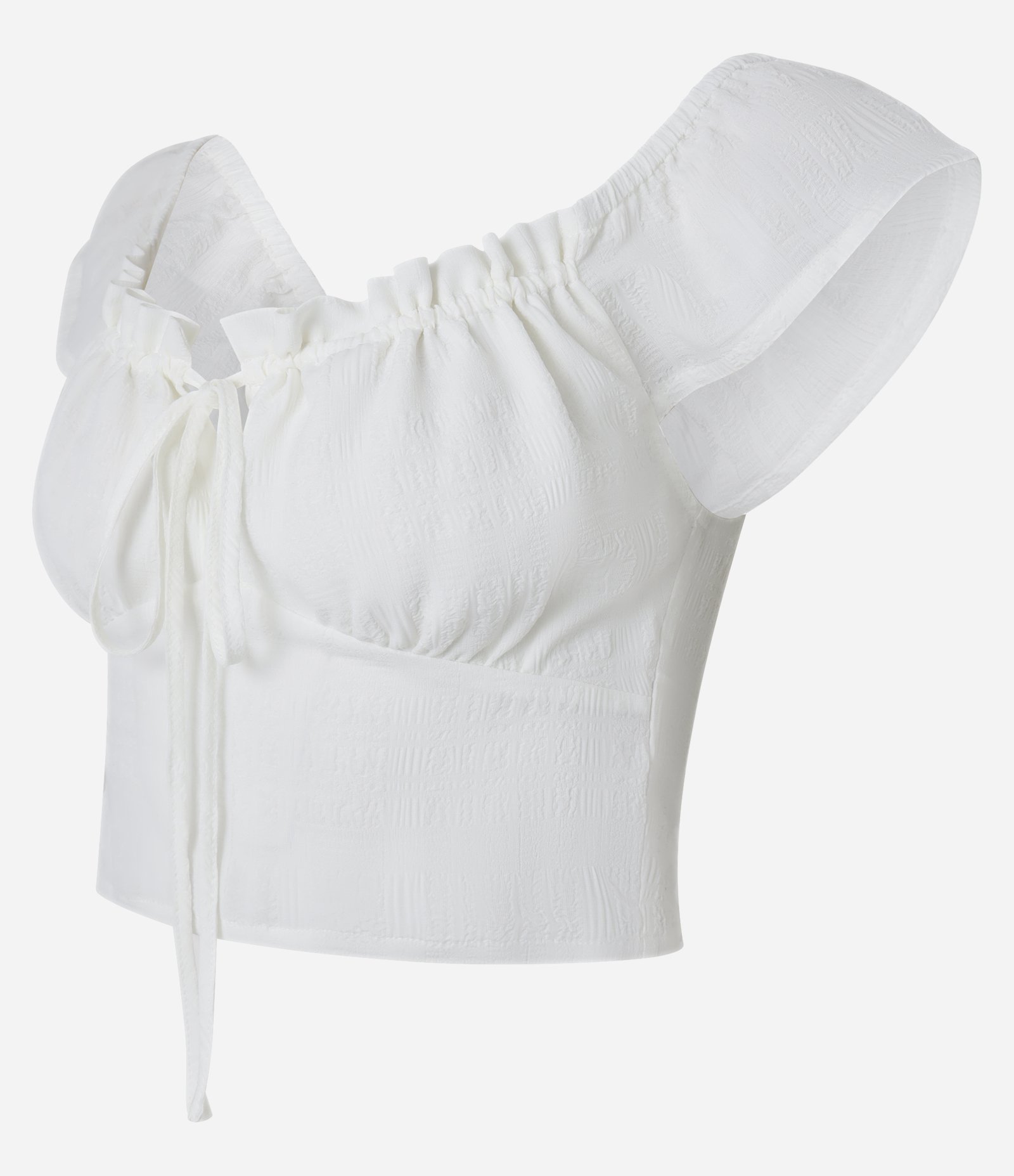 Blusa Cropped em Chiffon com Amarração Frontal Branco 6
