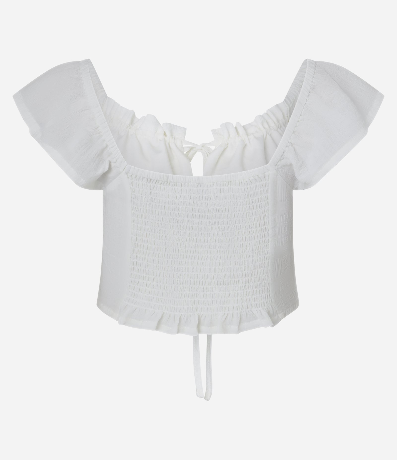 Blusa Cropped em Chiffon com Amarração Frontal Branco 7