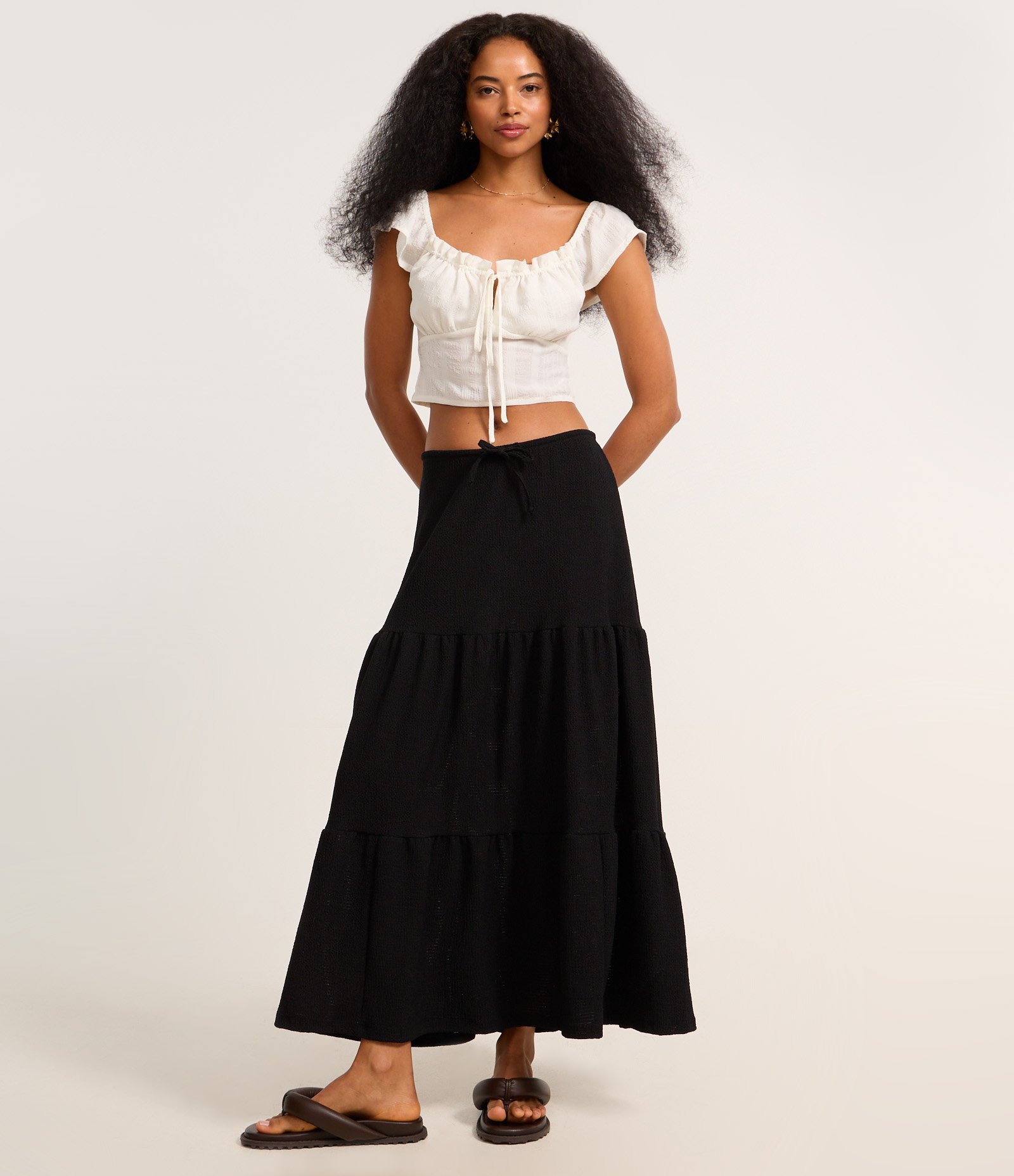 Blusa Cropped em Chiffon com Amarração Frontal Branco 2