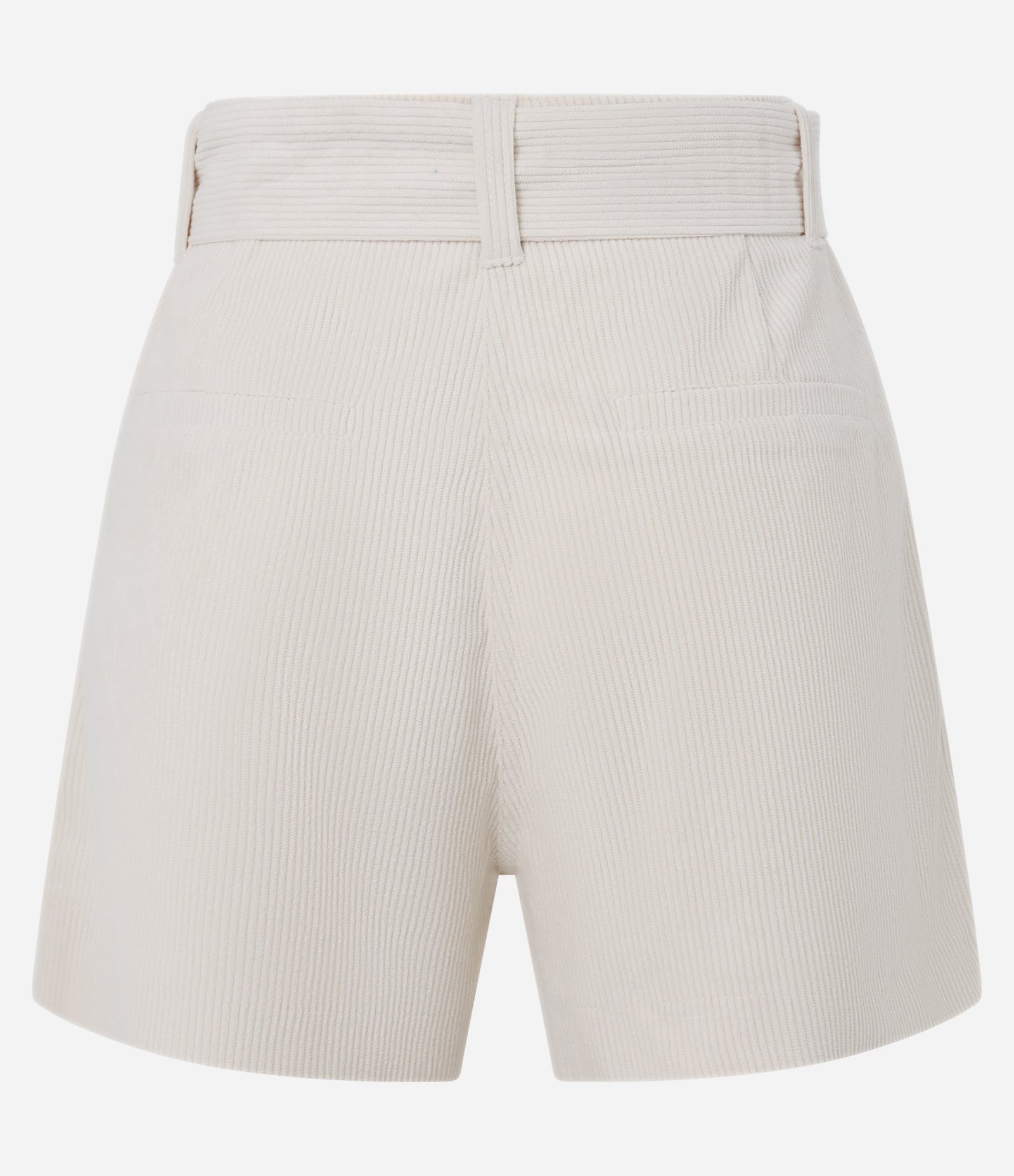 Short Curto em Veludo Cotelê com Pregas e Cinto de Amarração Bege 2