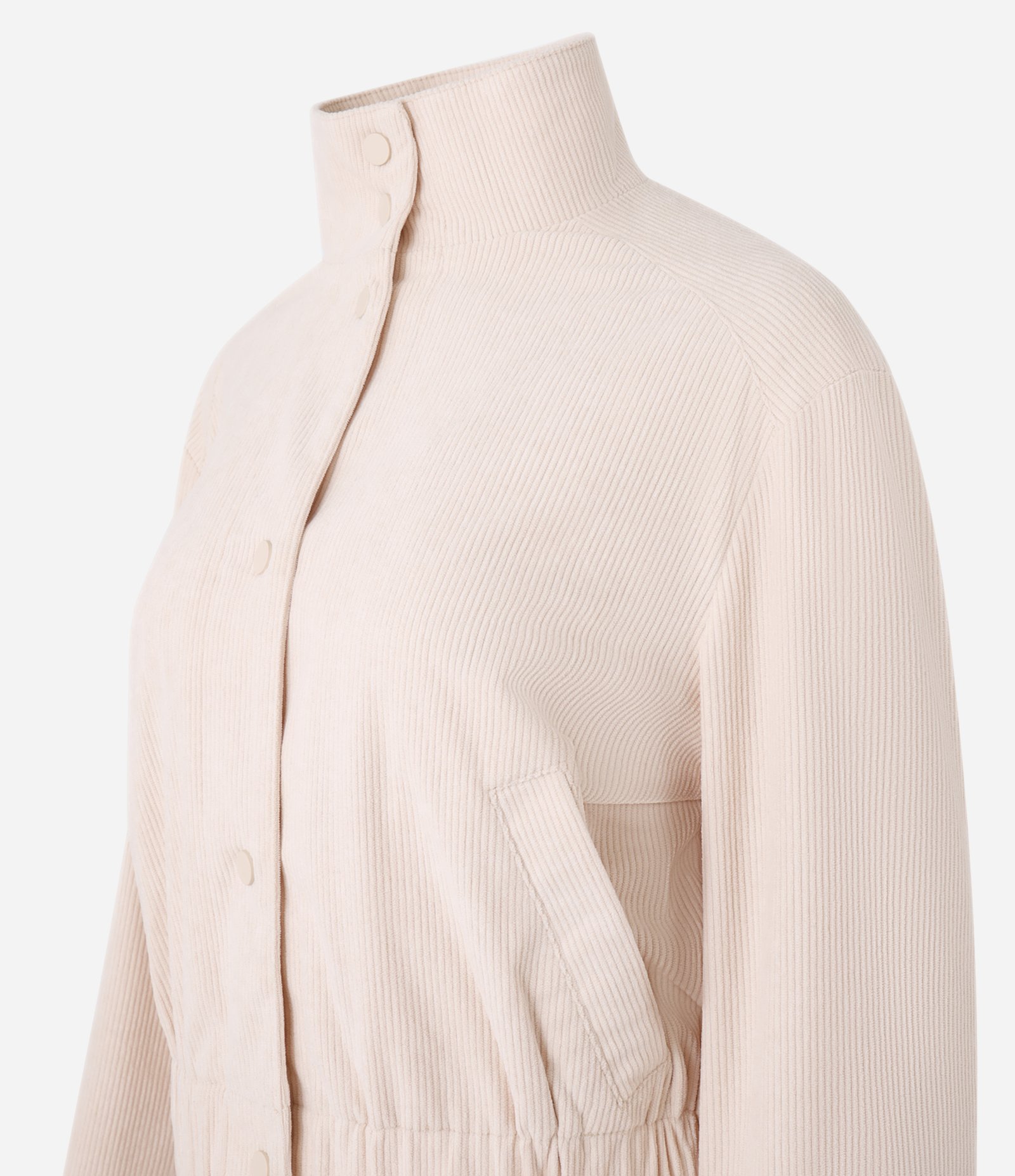 Jaqueta Bomber em Veludo Cotelê com Gola Alta Bege Rosado 6