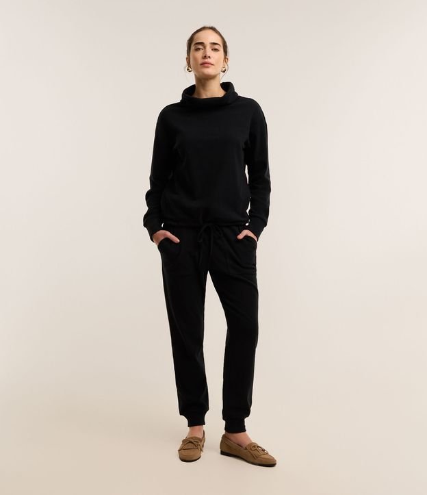 Calça Jogger Cintura Alta em Moletinho com Amarração