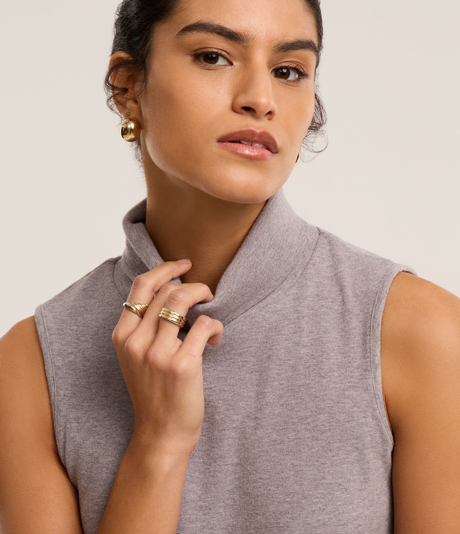 Blusa em Moletinho com Gola Alta e Malha Brushed Cinza 3