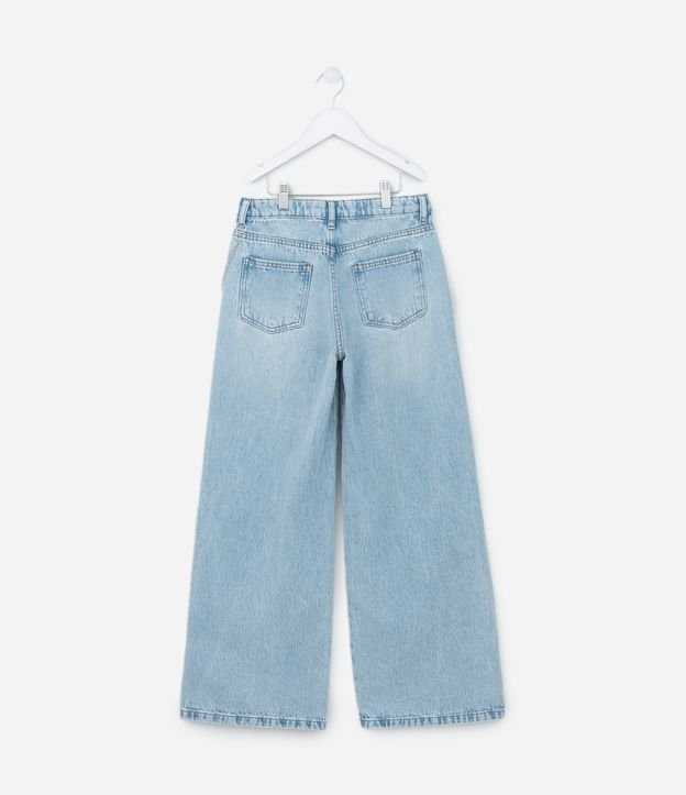 Calça Wide Leg Infantil em Jeans com Correntinha - Tam 5 a 14 Anos