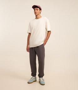 Calça Jogger em Moletom com Cós Elástico e Cordão