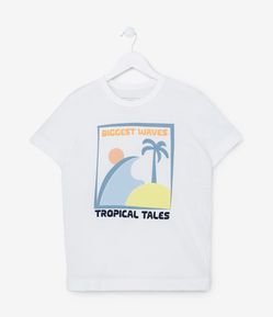 Camiseta Infantil com Estampa Ondas - Tam 5 a 14 Anos