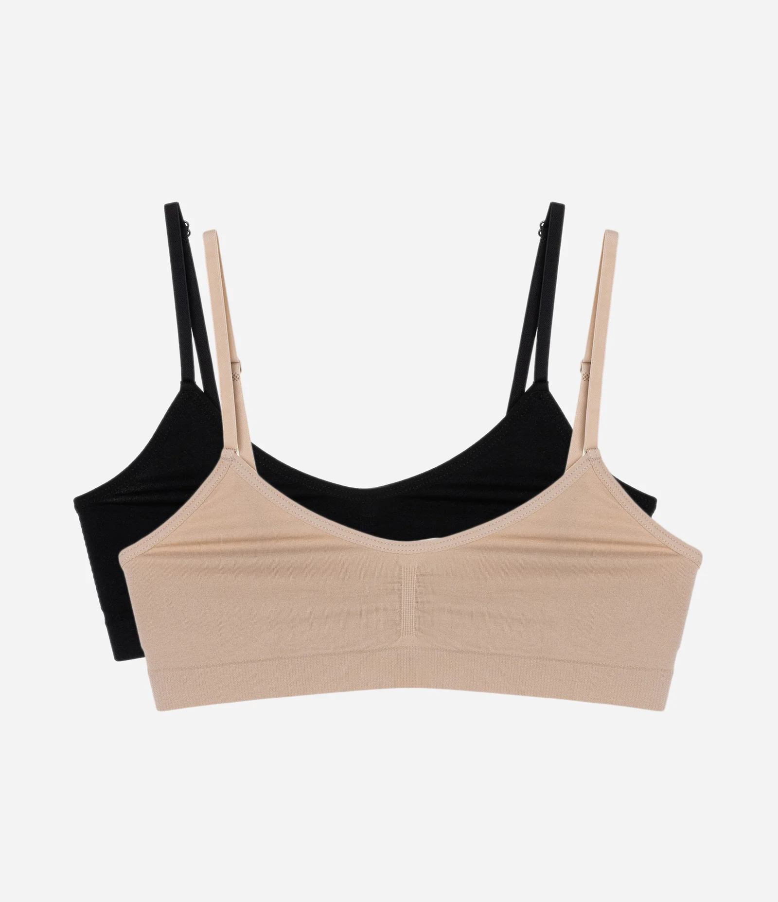 Kit 02 Sutiãs Sem Bojo Sem Aro em Poliamida Seamless Preto/Bege 1