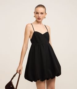 Vestido Balonê Curto Alfaiatado com Busto Recortado